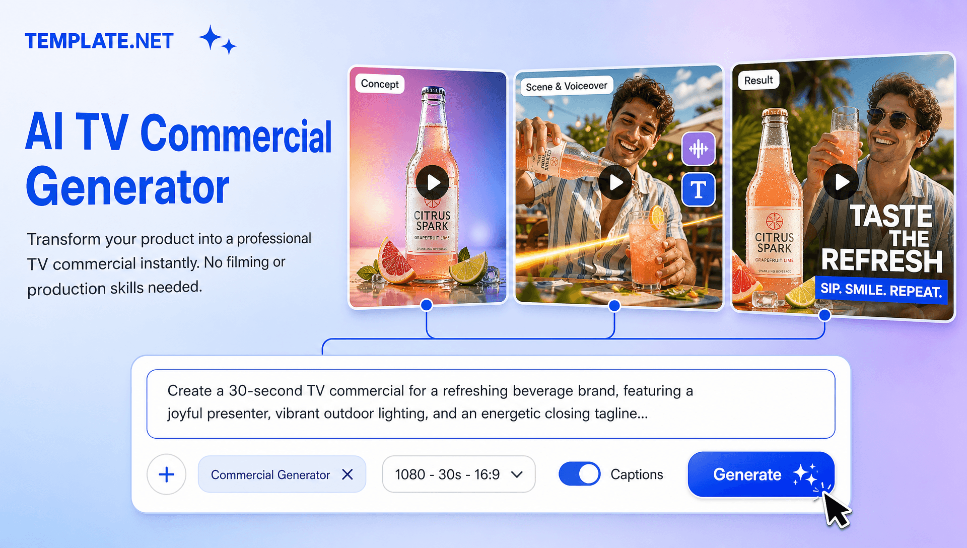 AI TV Commercial Generator Online – Create Professional TV Ads with AI